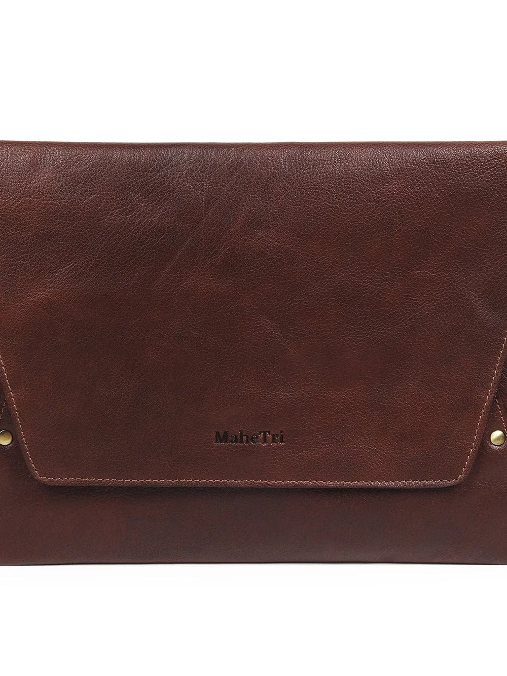 Vintage-Style Brown Leather Envelope Clutch